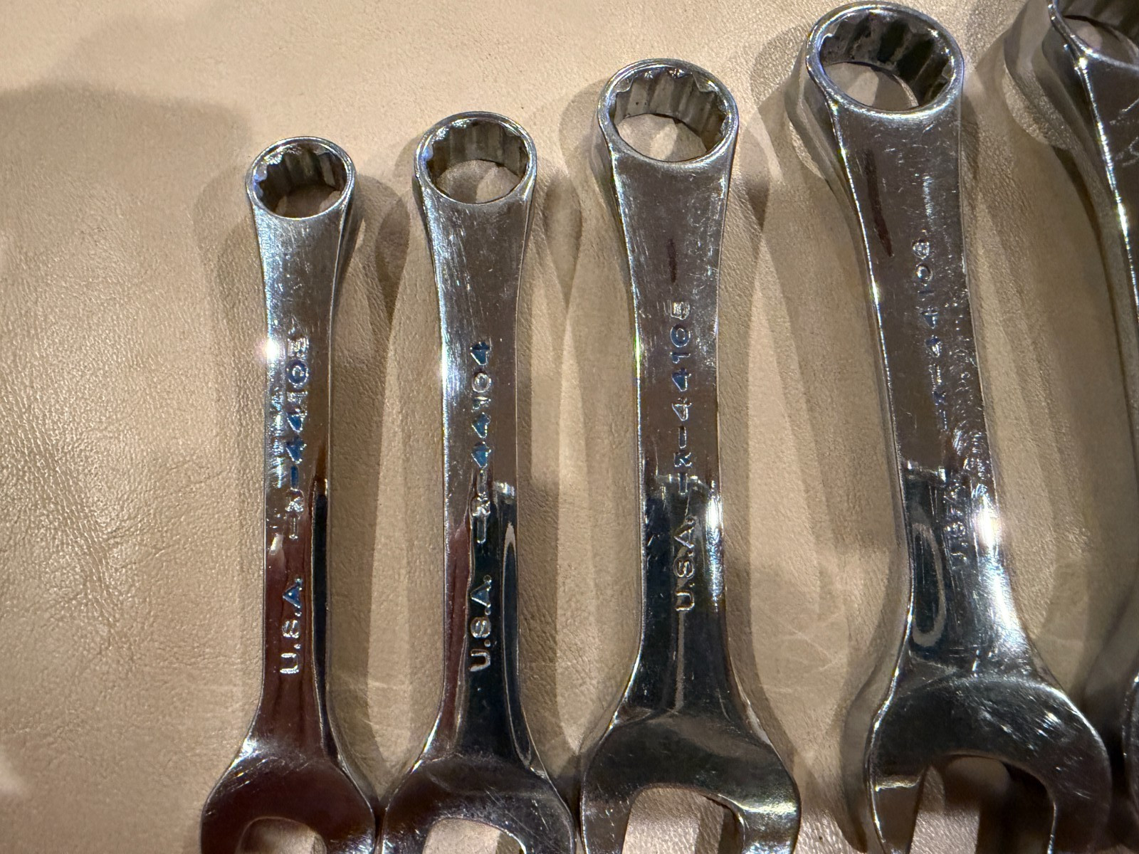 Used Craftsman Professional, 7 PC Stubby Combination Wrench Set SAE, USA made.