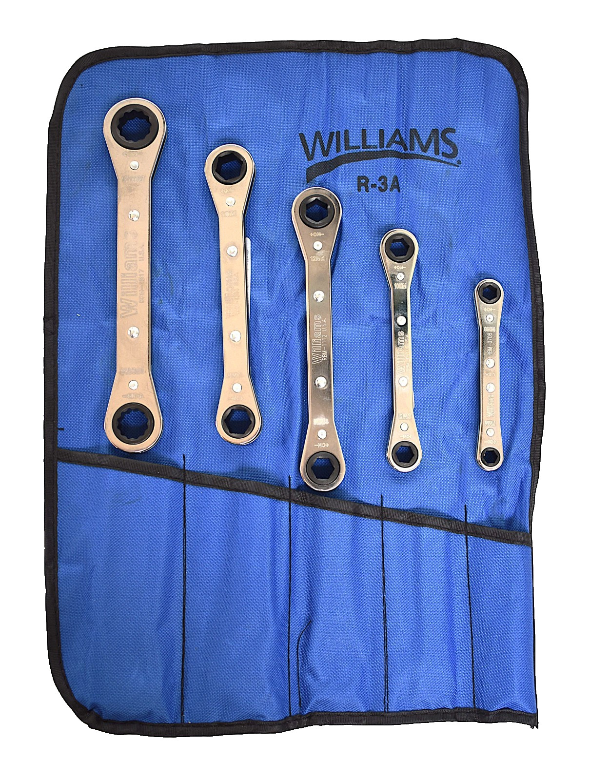Williams 5pc Ratcheting Box End Wrench Set 6/12 Point Metric w/pouch USA New