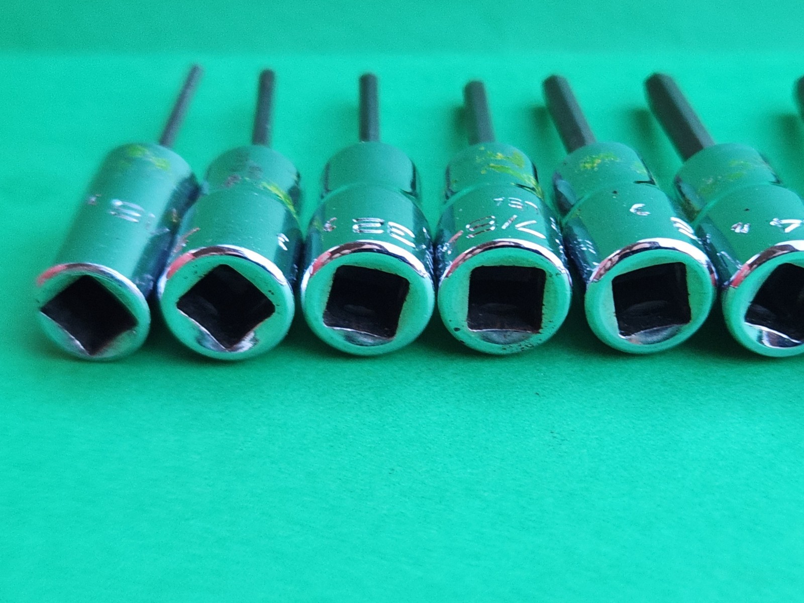 Snap On 10 pc 1/4″ Dr. SAE Hex Driver Bit Socket Set 1/16″-1/4″