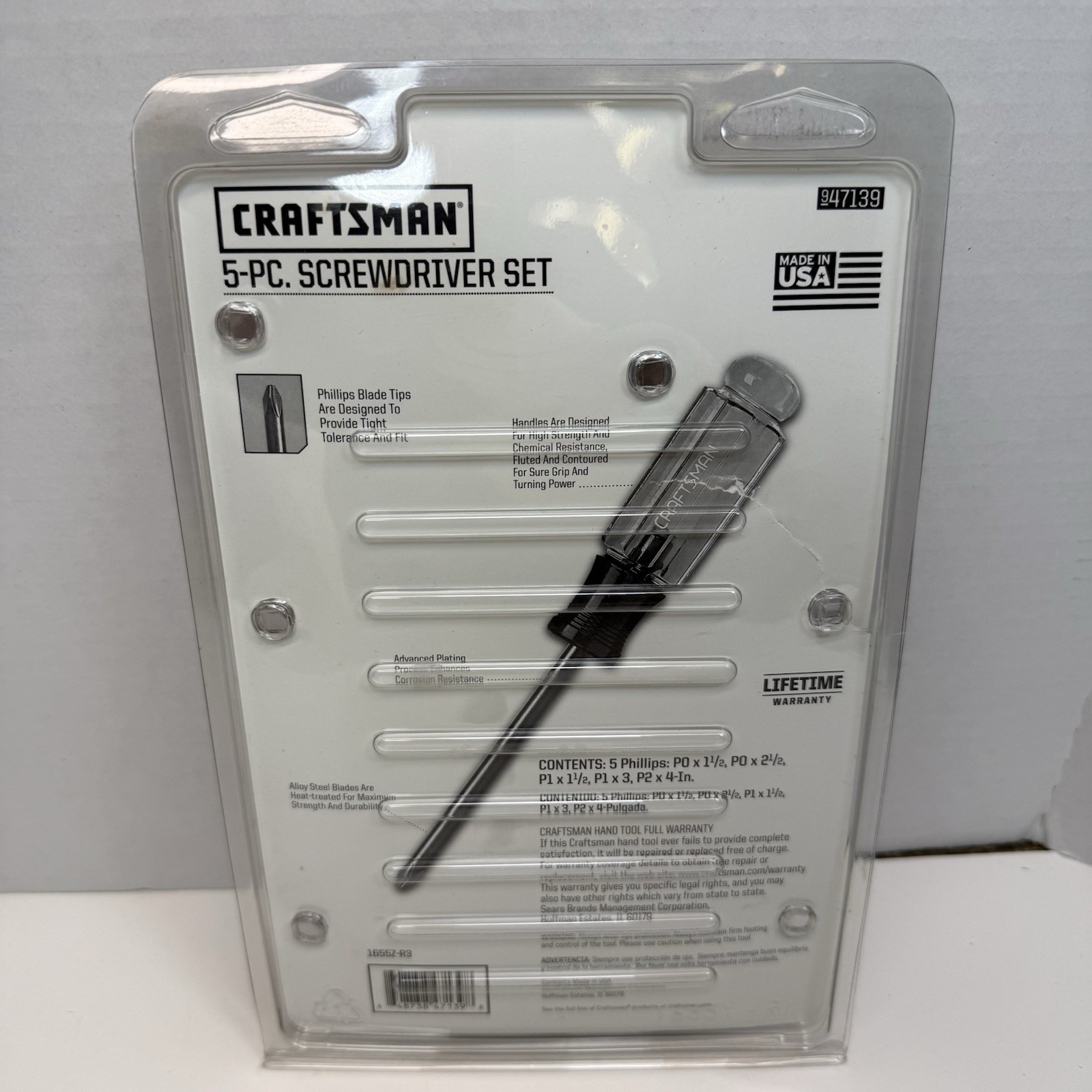CRAFTSMAN USA Made WF Code 5 Piece Phillips Screwdriver Set 47139