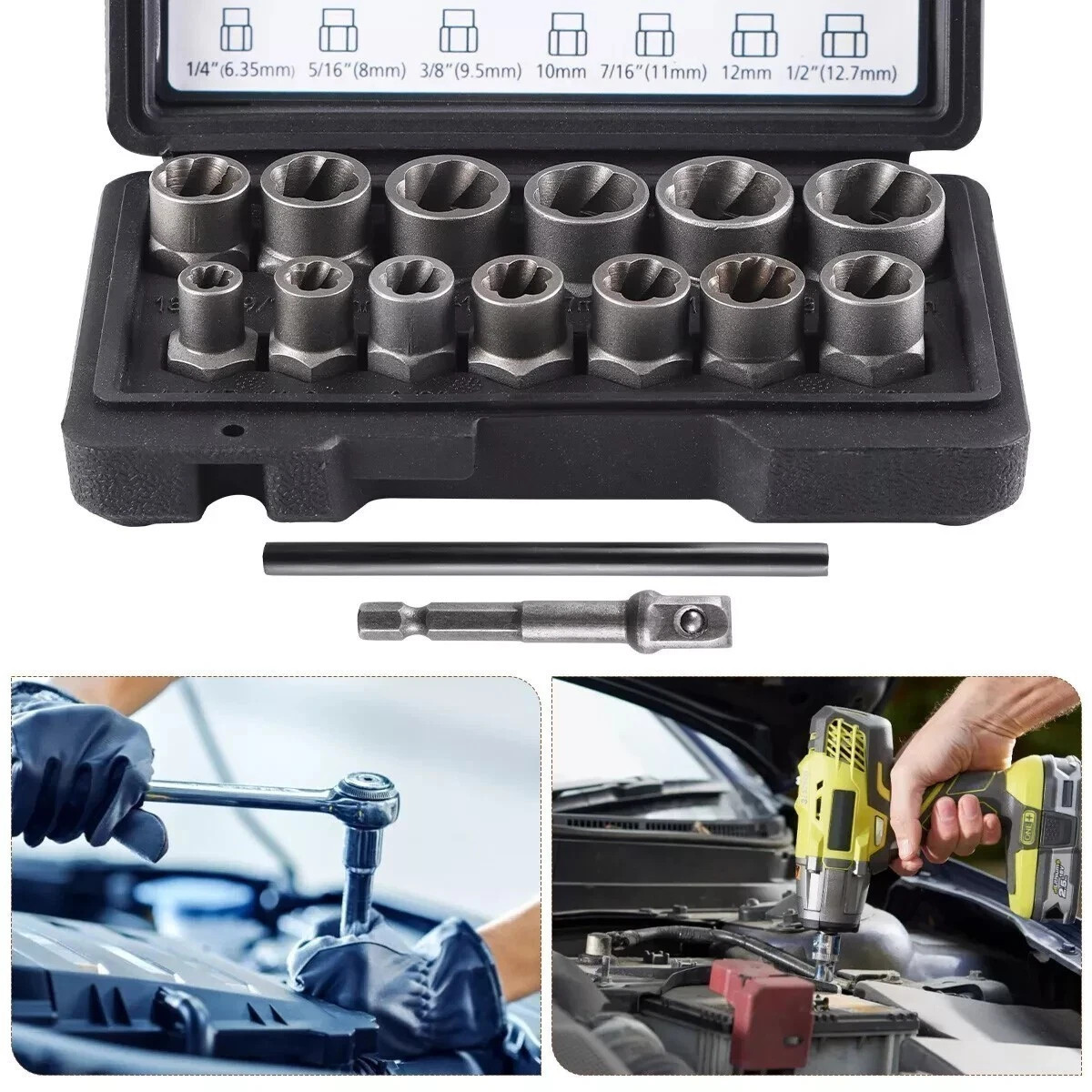 15 Pcs Nut & Bolt Extractor Kit, of Bolt Removal Tool Set,Extractor Socket Tool