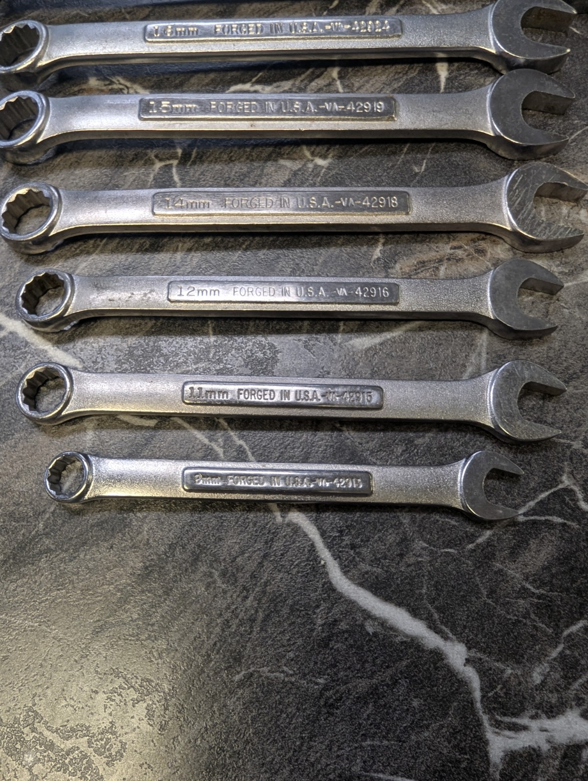 Craftsman Tools USA 11pc VA 9mm-24mm Large Metric (Rare) Combination Wrench Set