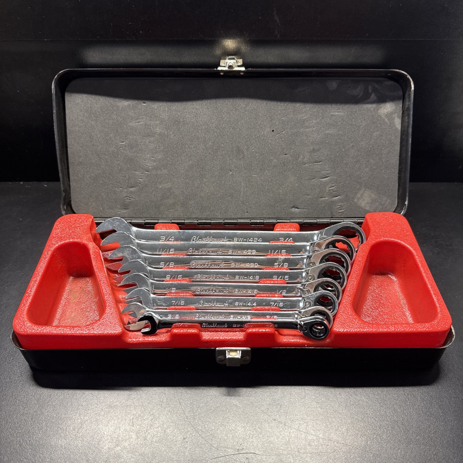 Blackhawk by Proto BW-1400 8pc SAE reversible ratcheting combination wrenches