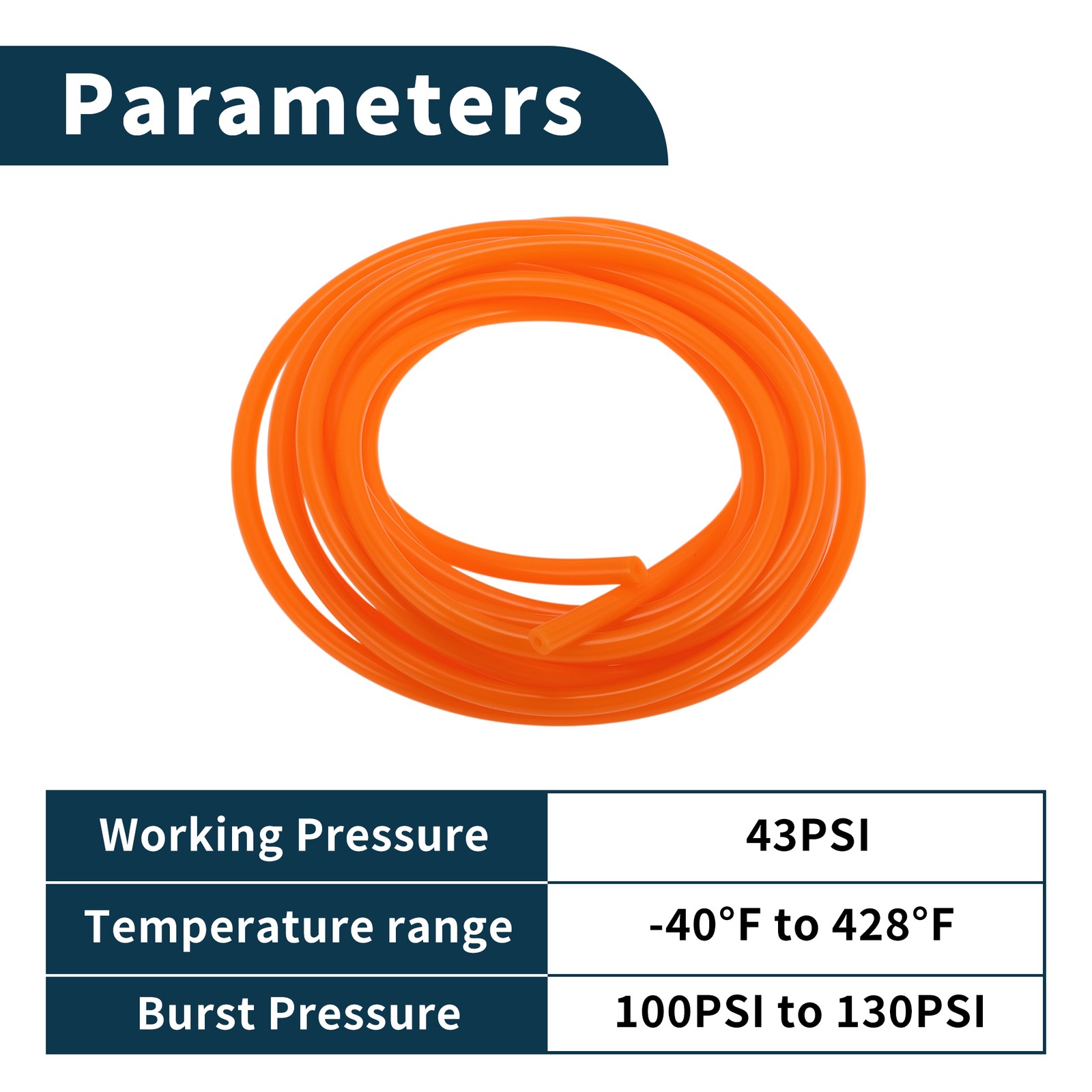 Orange 15/32″ 4mmx3mm 130PSI 1pc Car Vacuum Tube