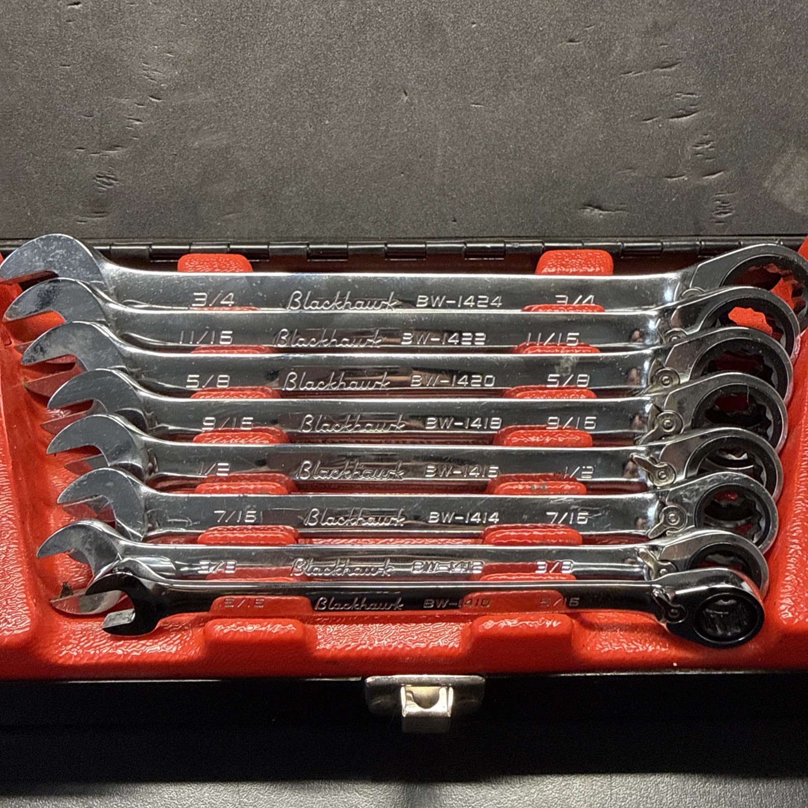 Blackhawk by Proto BW-1400 8pc SAE reversible ratcheting combination wrenches