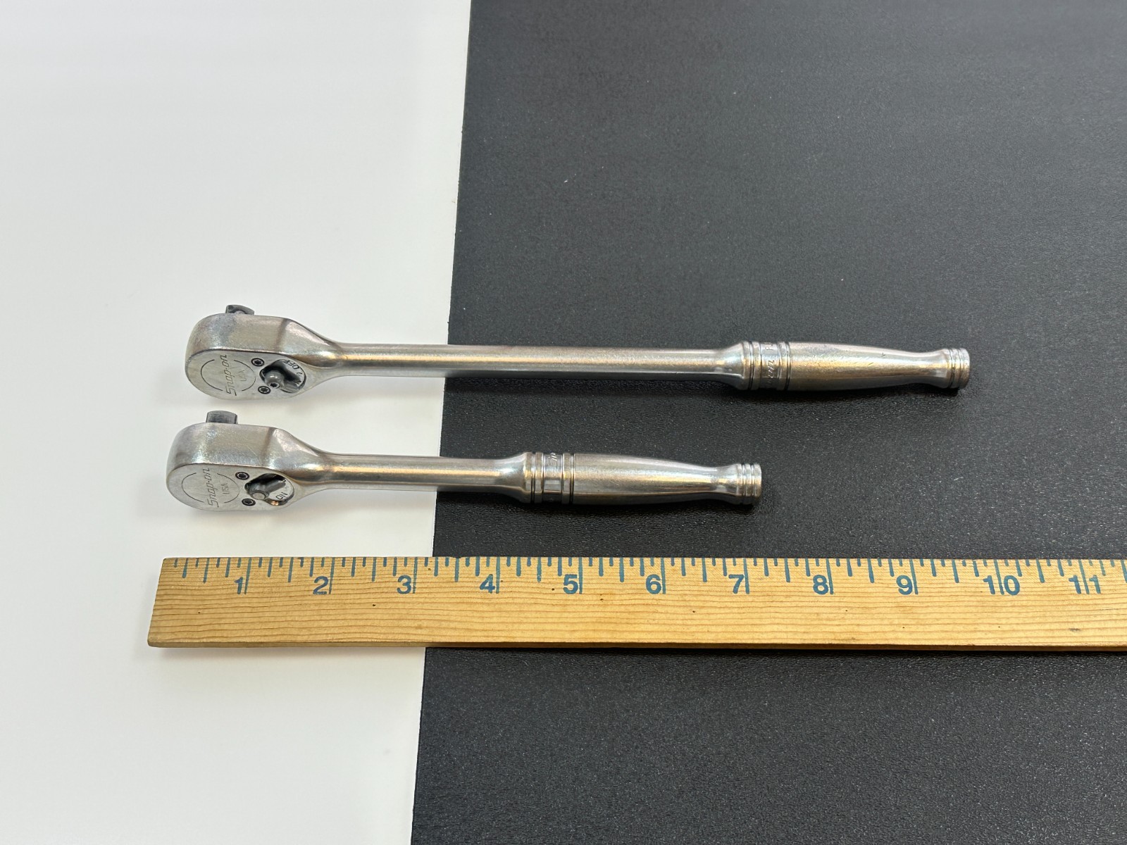 🇺🇸 Snap-On Tools USA 2pc Chrome 3/8″ Drive Ratchet Set Pair, FL830 Long & F830
