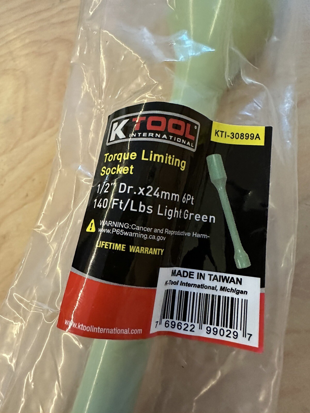 Torque Limiting Socket 24mm Hex 140 Ft Lb 1/2” Drive Lt. Grn. KTI30899A (F-93)