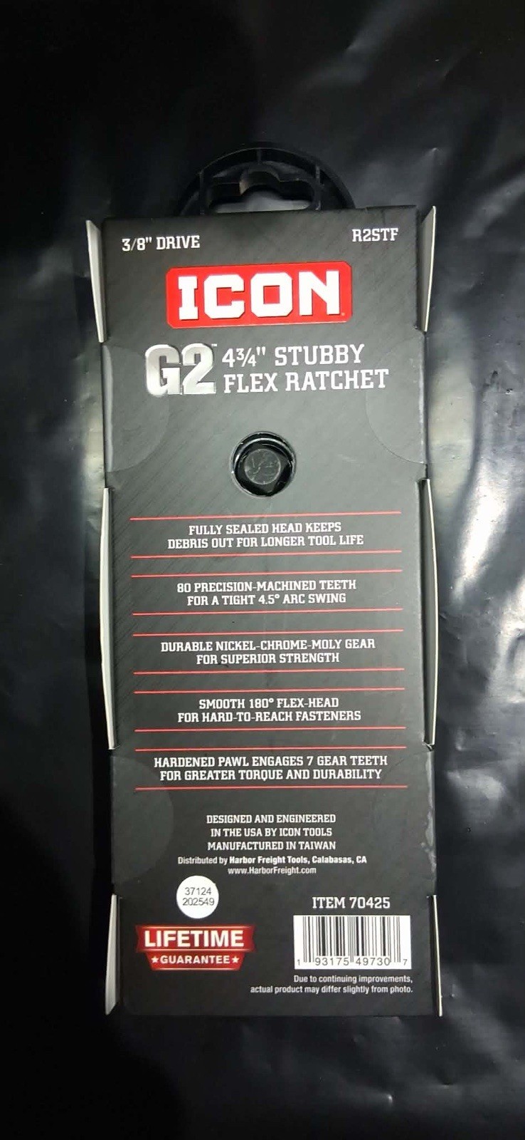 ICON G2 R2STF 4 3/4” STUBBY FLEX RATCHET 3/8” DRIVE NEW SEALED FREE SHIPPING