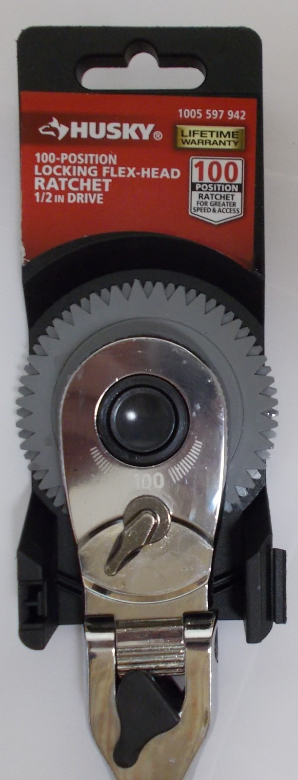 Husky 1005 597 942 Locking Flex-Head 100 Position 1/2″ Drive Ratchet