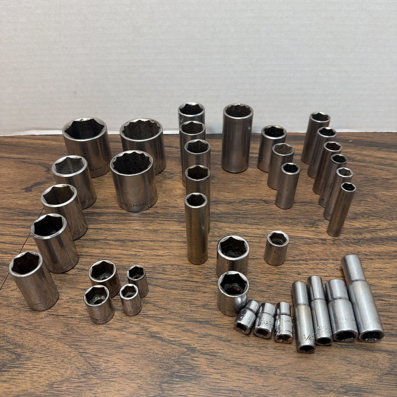 36x CRAFTSMAN Socket Lot SAE – 6pt 12pt – 1/2 1/4 Drive Asst Size Most Made USA