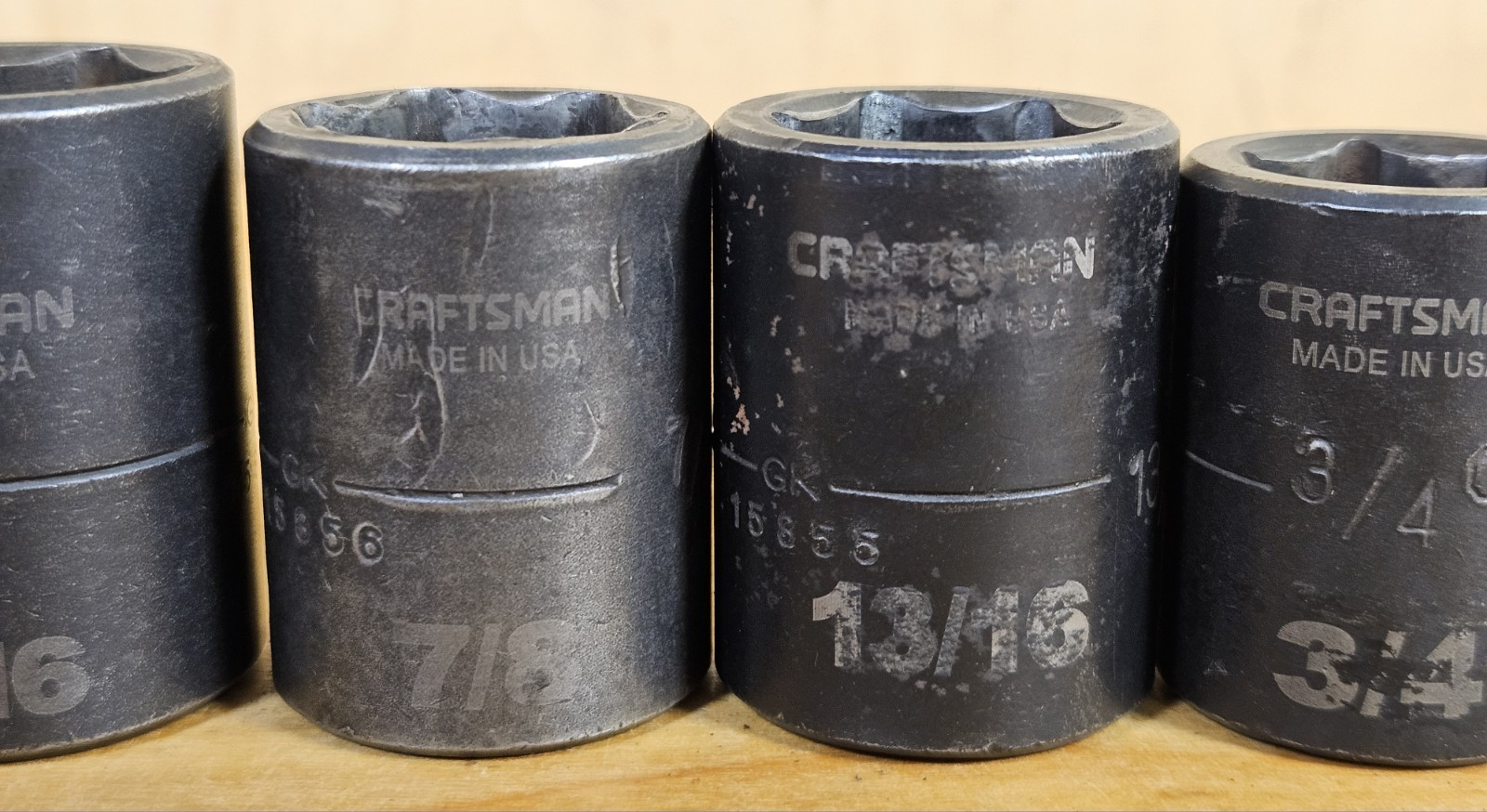 USA Used SAE Craftsman GK 1/2″ Drive Impact Socket Set 12 Pieces 3/8- 1 1/16