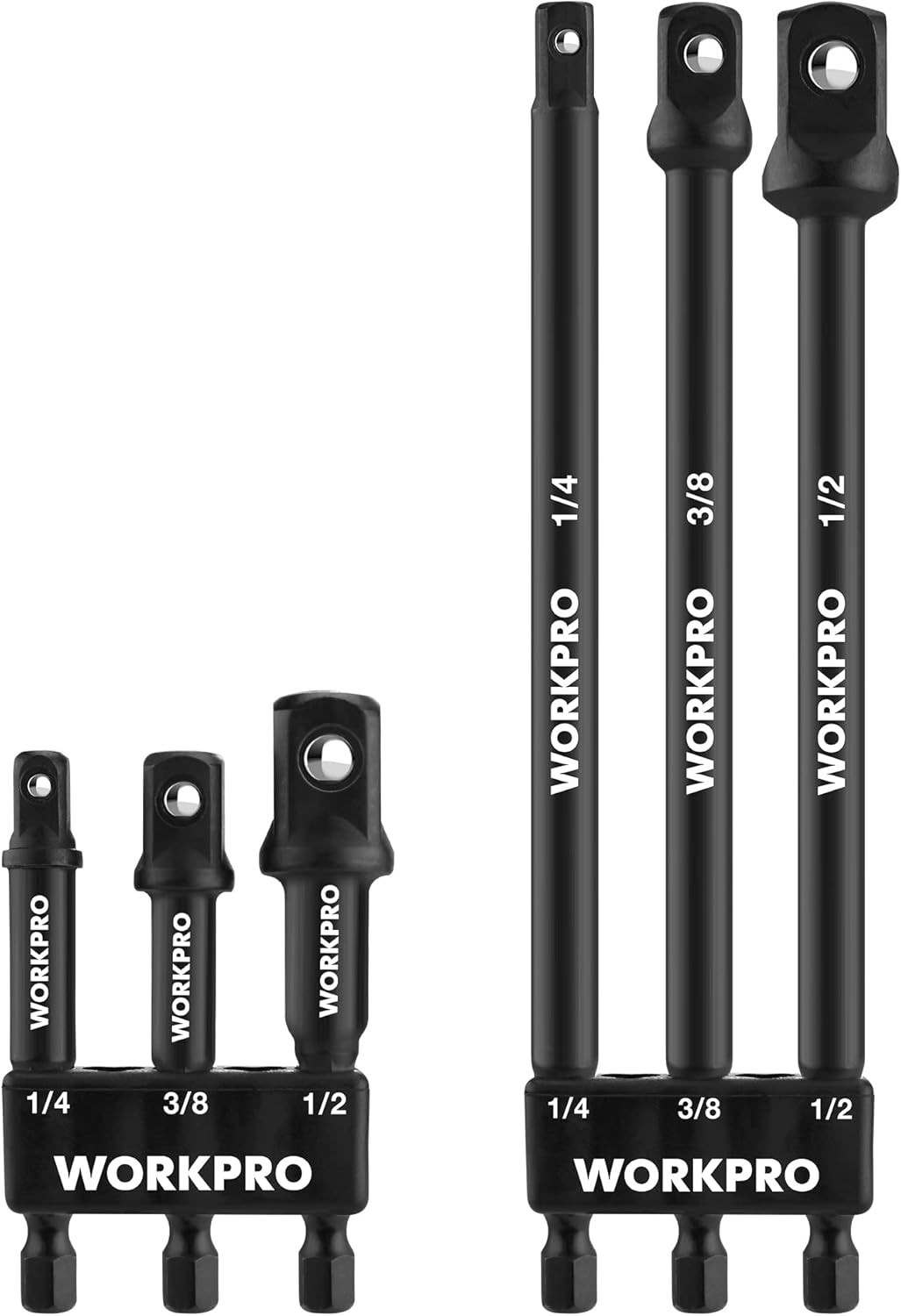 6-Piece Socket Adapter Extension Set, 1/4, 3/8, 1/2-Inch Drive, 1/4-Inch Hex …