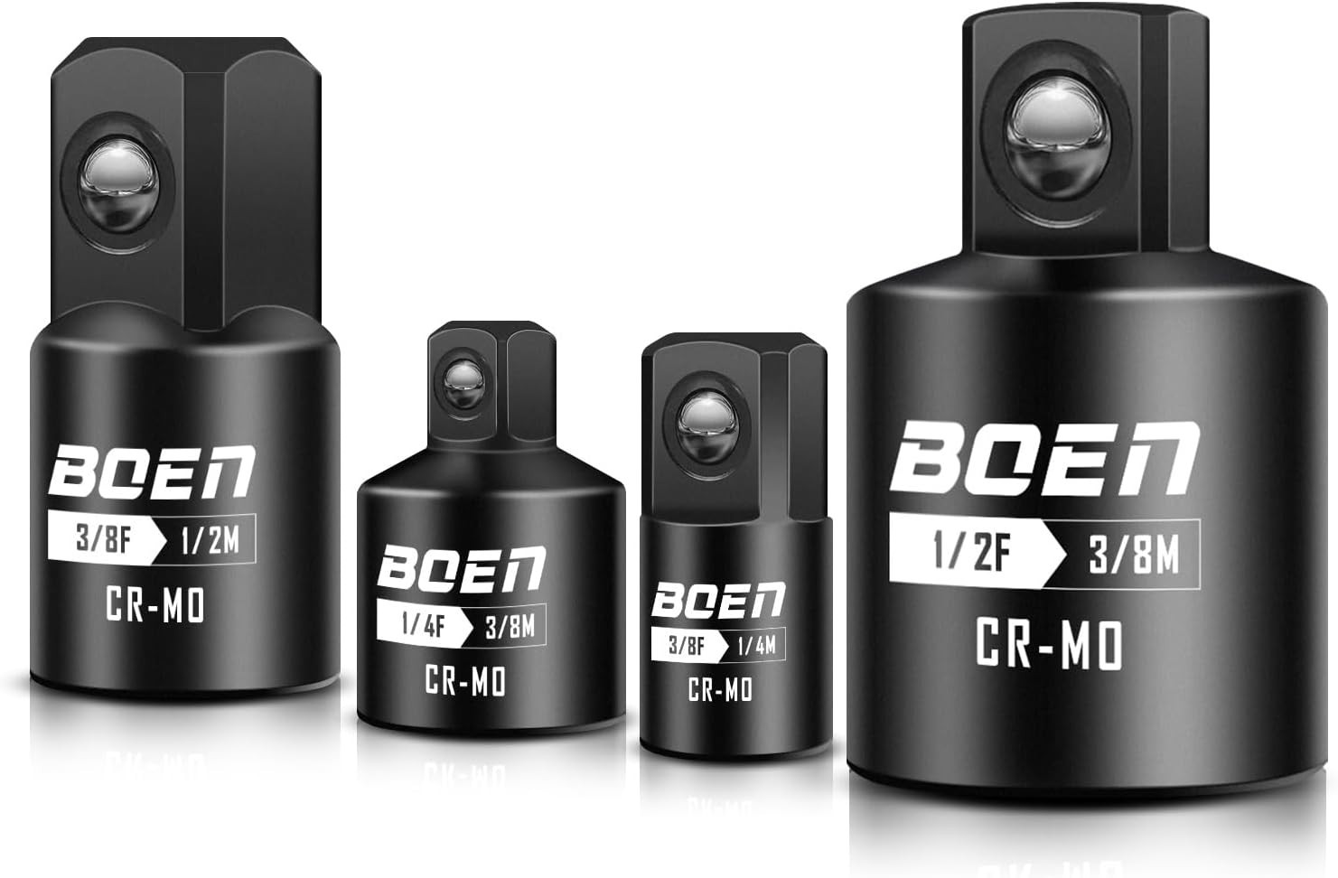 Durable 4-Piece SAE Impact Socket Adapter Set with Corrosion-Resistant Finish