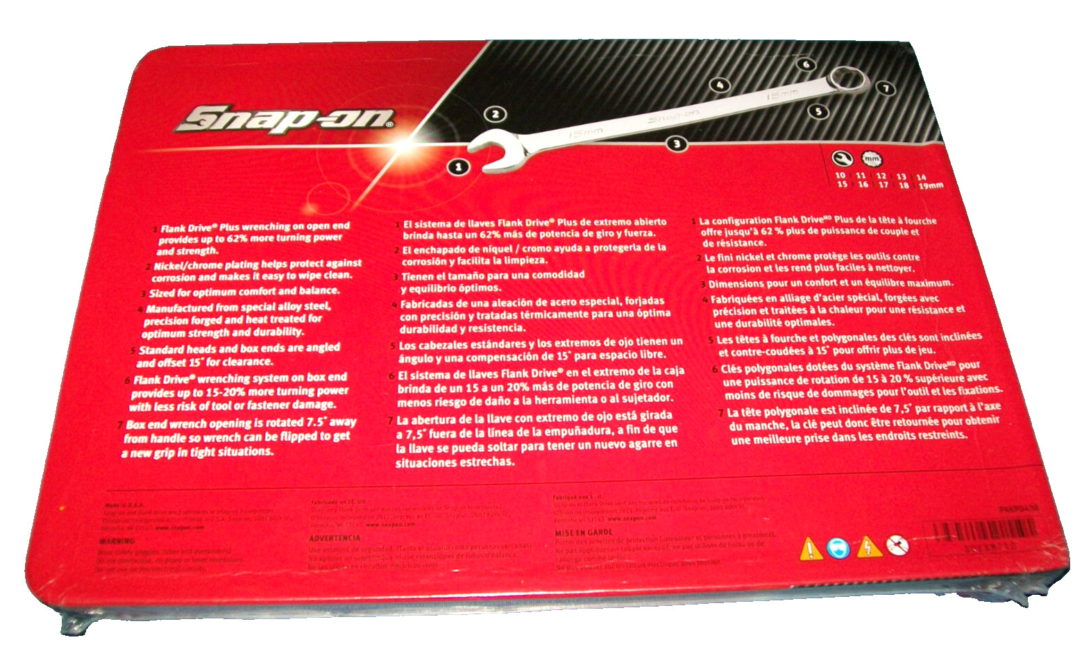 NEW Snap-on™ 10 thru 19 mm 12-point box FLANK drive PLUS Wrench Set SOEXM710