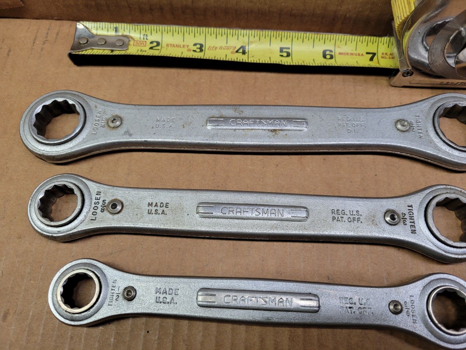Vintage Craftsman USA 5-Piece ratcheting Box End Wrench Set