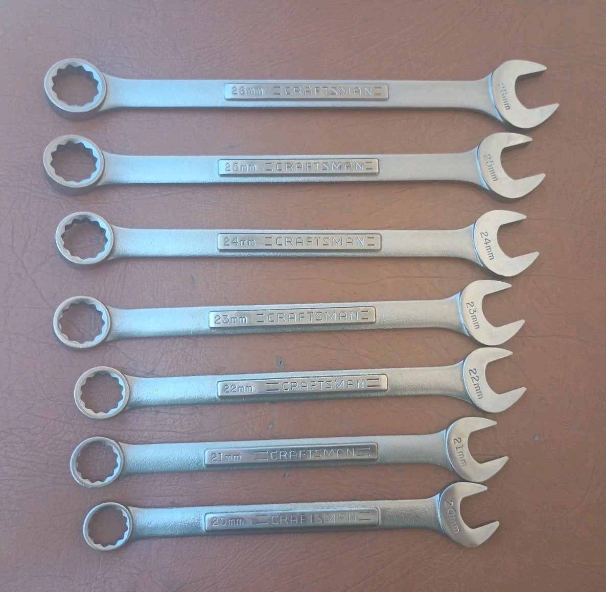 Craftsman USA 7pc -VA- 20mm to 26mm Large Metric (Rare) Combination Wrench Set