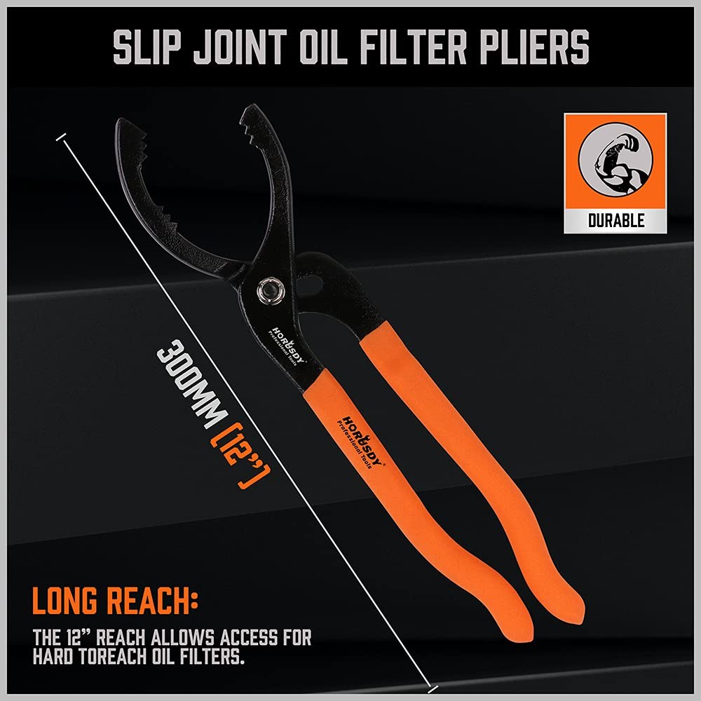 12 inch Adjustable Oil Filter Pliers Orange Handle Wrench Removal Tool Set