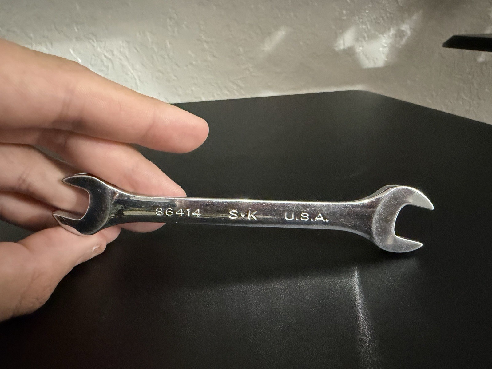 SK Hand Tool 86414 Regular Open End Wrench, 7/16 x 1/2-Inch, Full Polished