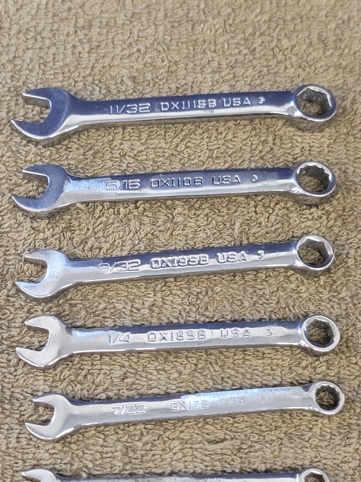 Snap on Short OEX OXI Combination Wrench Set Sae 11/16 5/8 9/16 1/2 3/8 1/4 5/32