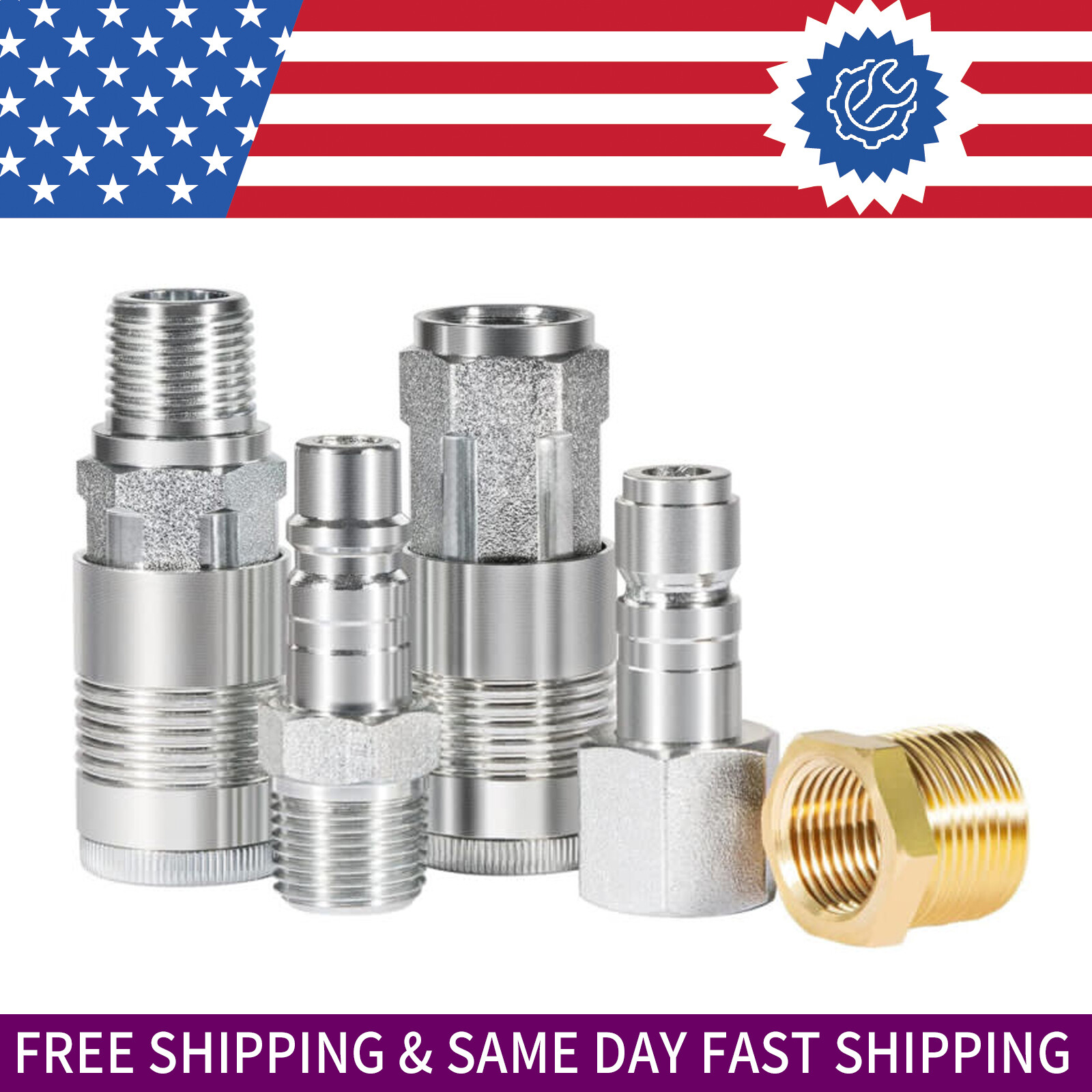 5 piece 1/2-Inch NPT G Style Coupler Plug and Air hose Reducer Bushing Kit S-224