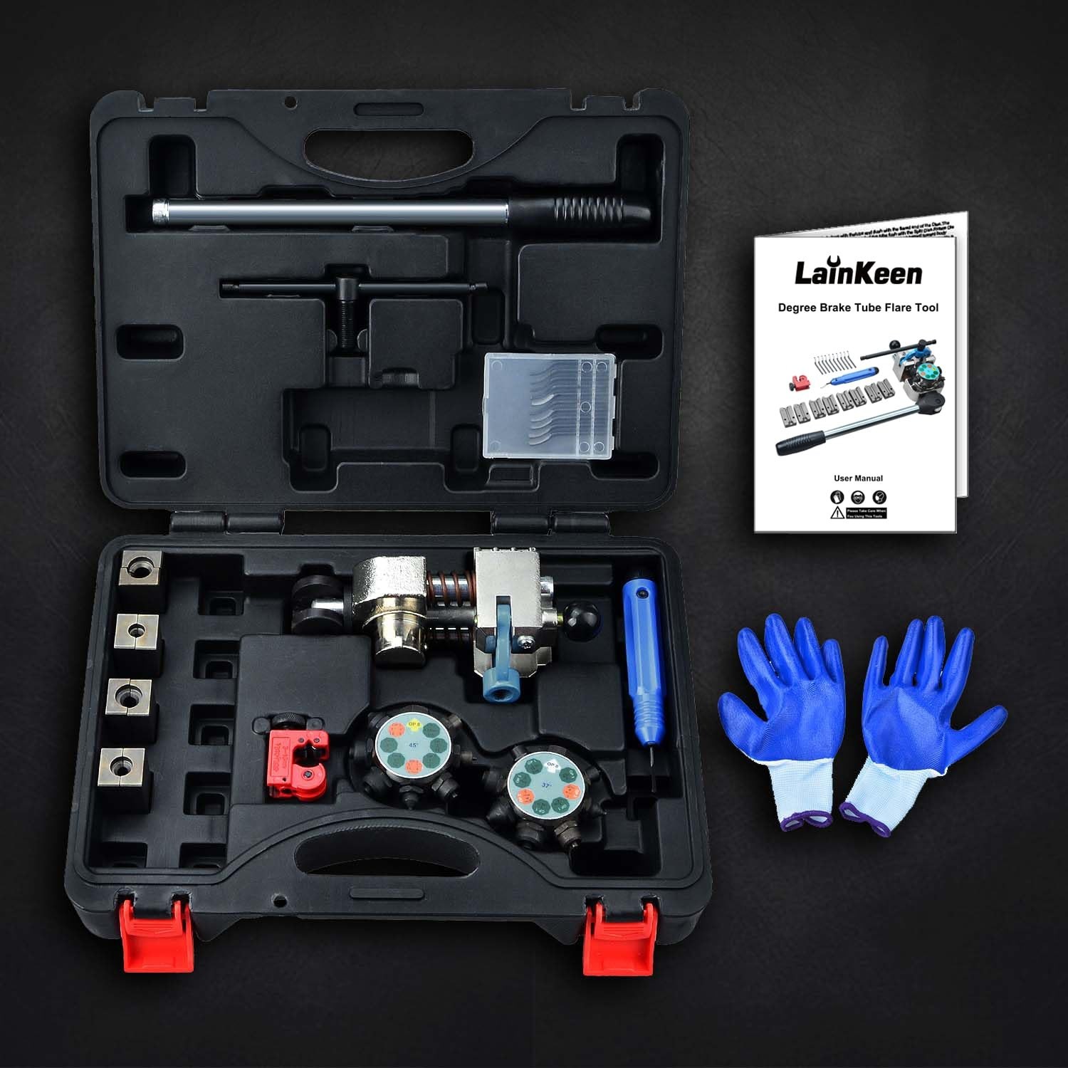 Brake Line Flaring Tool Kit – 45° & 37° Flares for 3/16″, 1/4″, 5/16″, 3/8″ Tube