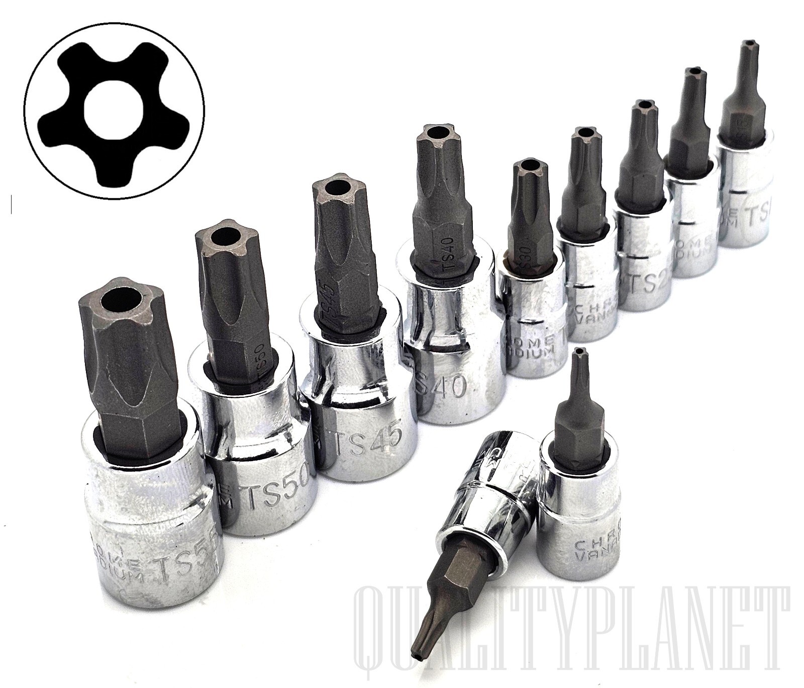 11pc 5-POINT Security Star Bit Socket Set Torx Star Tamper Proof Bits w/ Holder