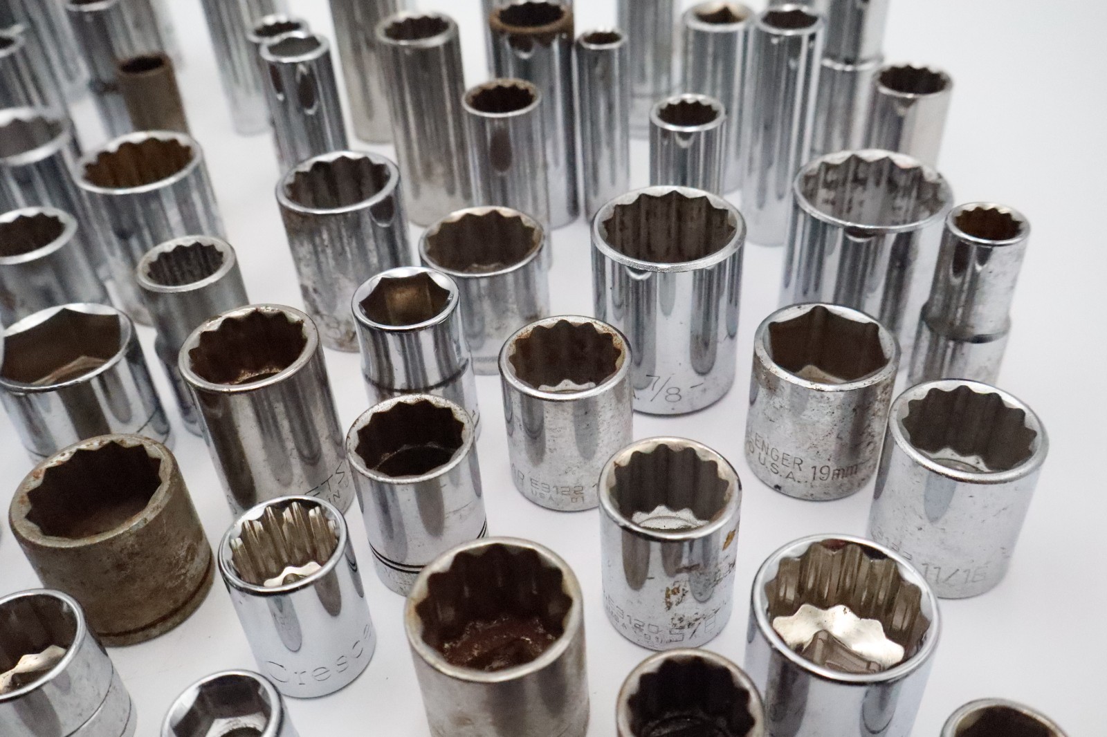 Large Mixed Socket Lot 1/4 3/8 1/2 Drive SAE Metric Deep Standard USA Tools