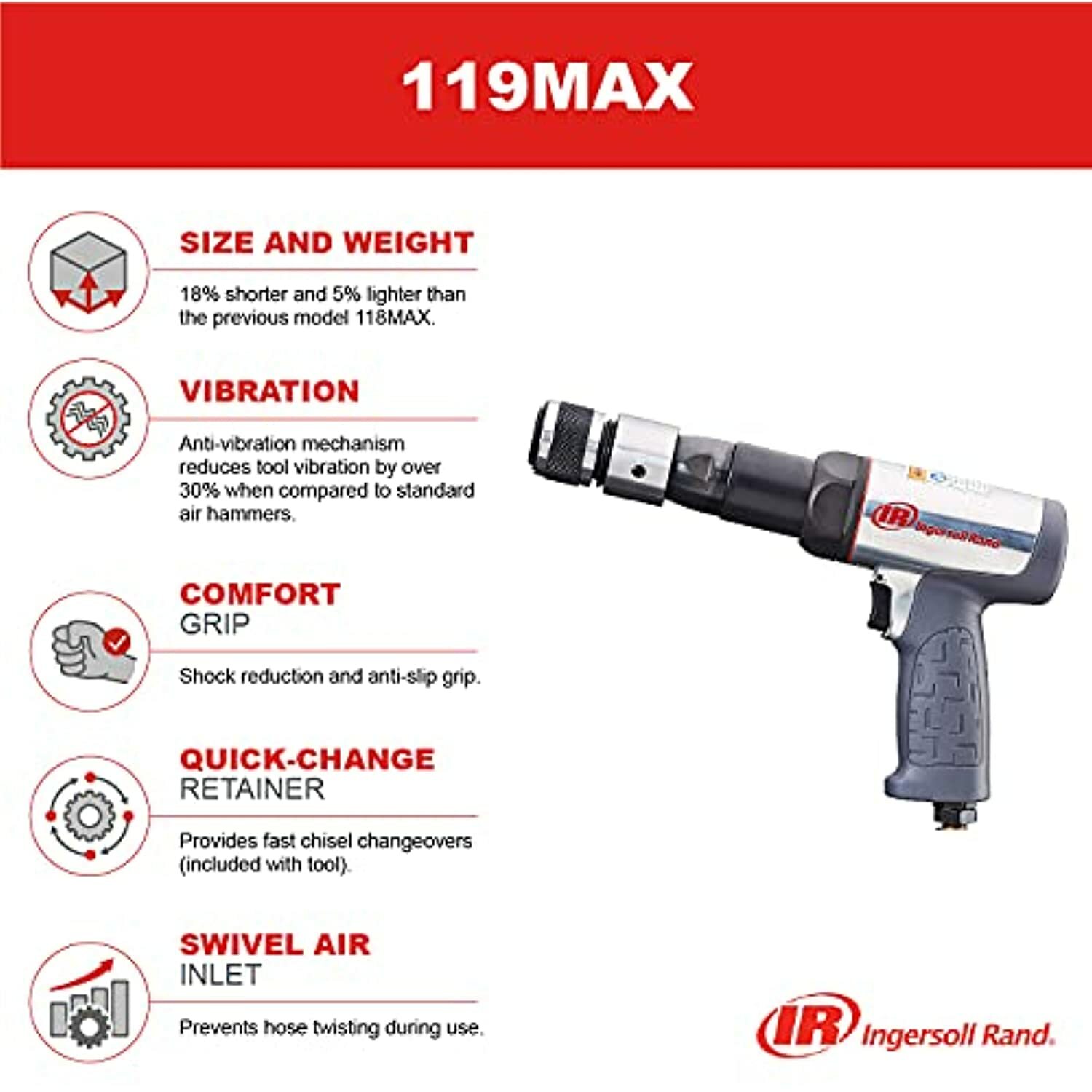 Ingersoll Rand Model 119MAX Long-Barrel Air Hammer