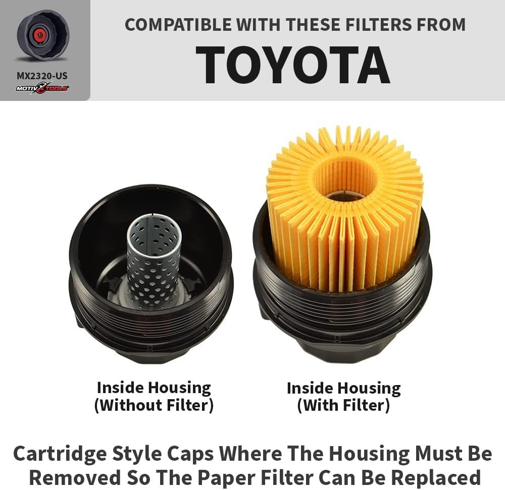 Motivx Tools Oil Filter Wrench 64mm 14 Flute Aluminum for Toyota Lexus Cartridge