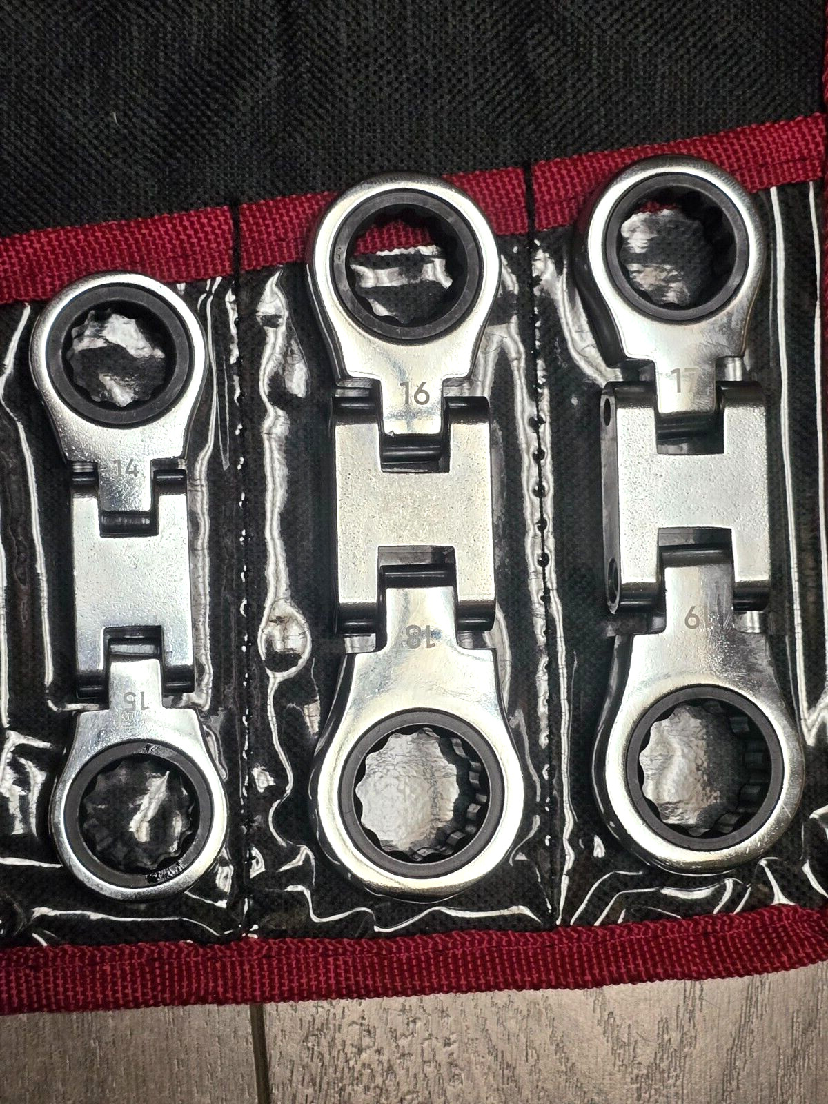 5pc Metric Double Flex Stubby Micro Ratcheting Wrench set 8-19mm w/ Pouch