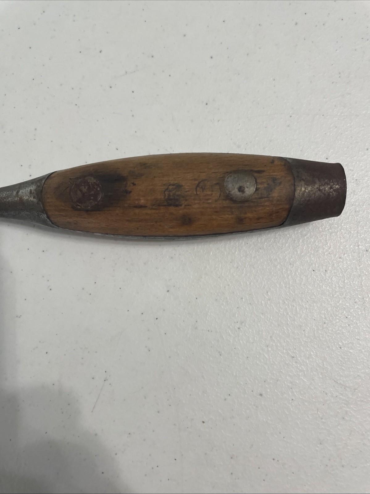 Vtg. Poland Hi-Test 11” Heavy Duty Wood Handle Screwdriver w/Metal Strike Cap