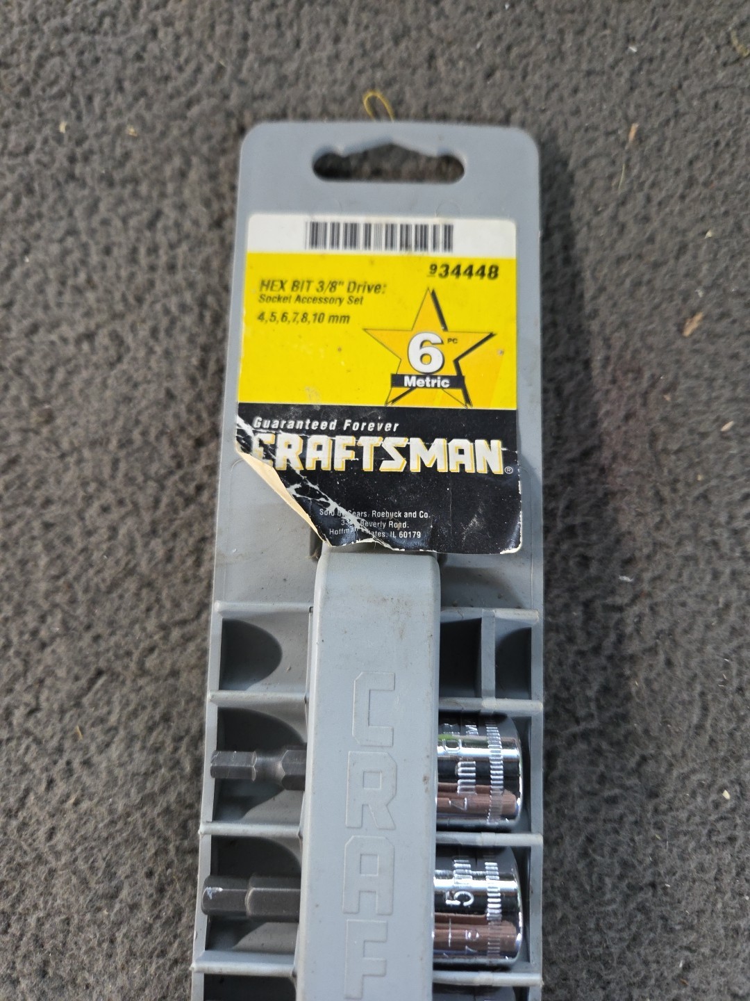 NOS SEARS Craftsman Hex Bit 6pc Socket Accessory Set 3/8″ Dr METRIC GK 34448 USA