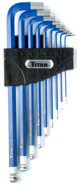 Titan 12714 9-Piece Metric Extra Long Ball End Hex Key Set – Blue