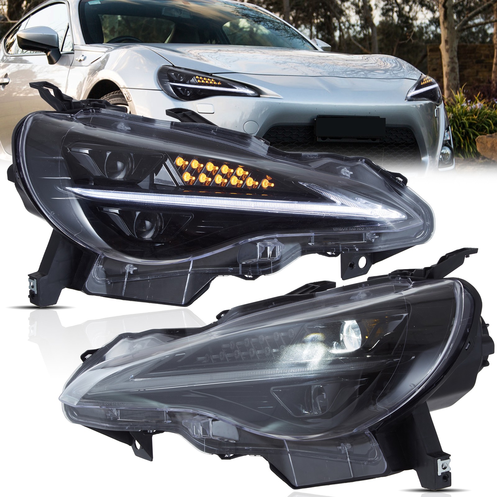 VLAND For 2012-2020 Toyota GT 86 Subaru BRZ FR-S Headlights W/Blue DRL Animation