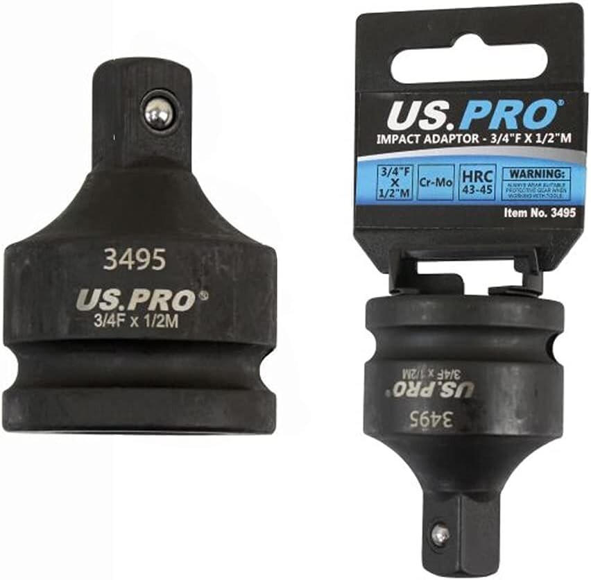 US PRO Tools Impact Socket Adaptor Reducer 3/4 Inch F to 1/2 Inch M US Pro 3495