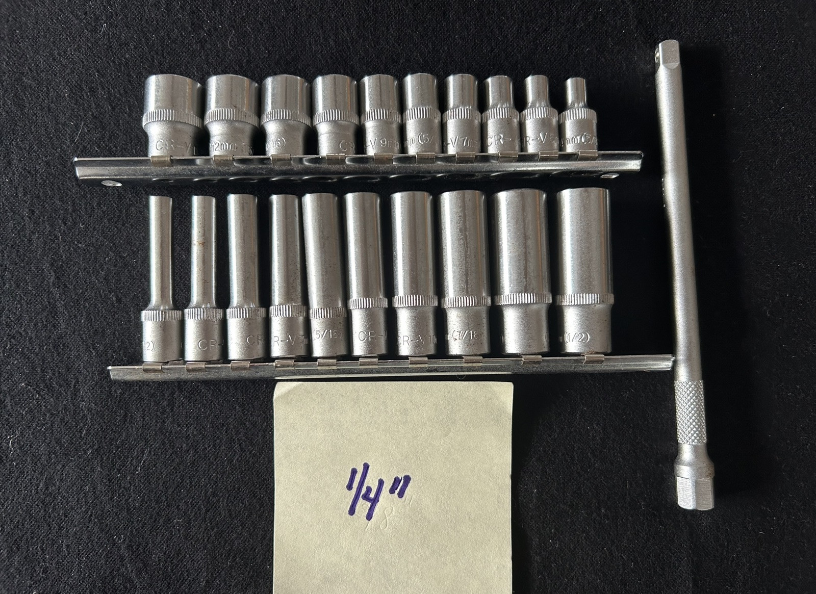 79 Pc Socket/Ext Lot Rails Chrome Vanadium CR-V 1/2” 3/8” & 1/4”Drive SAE Metric