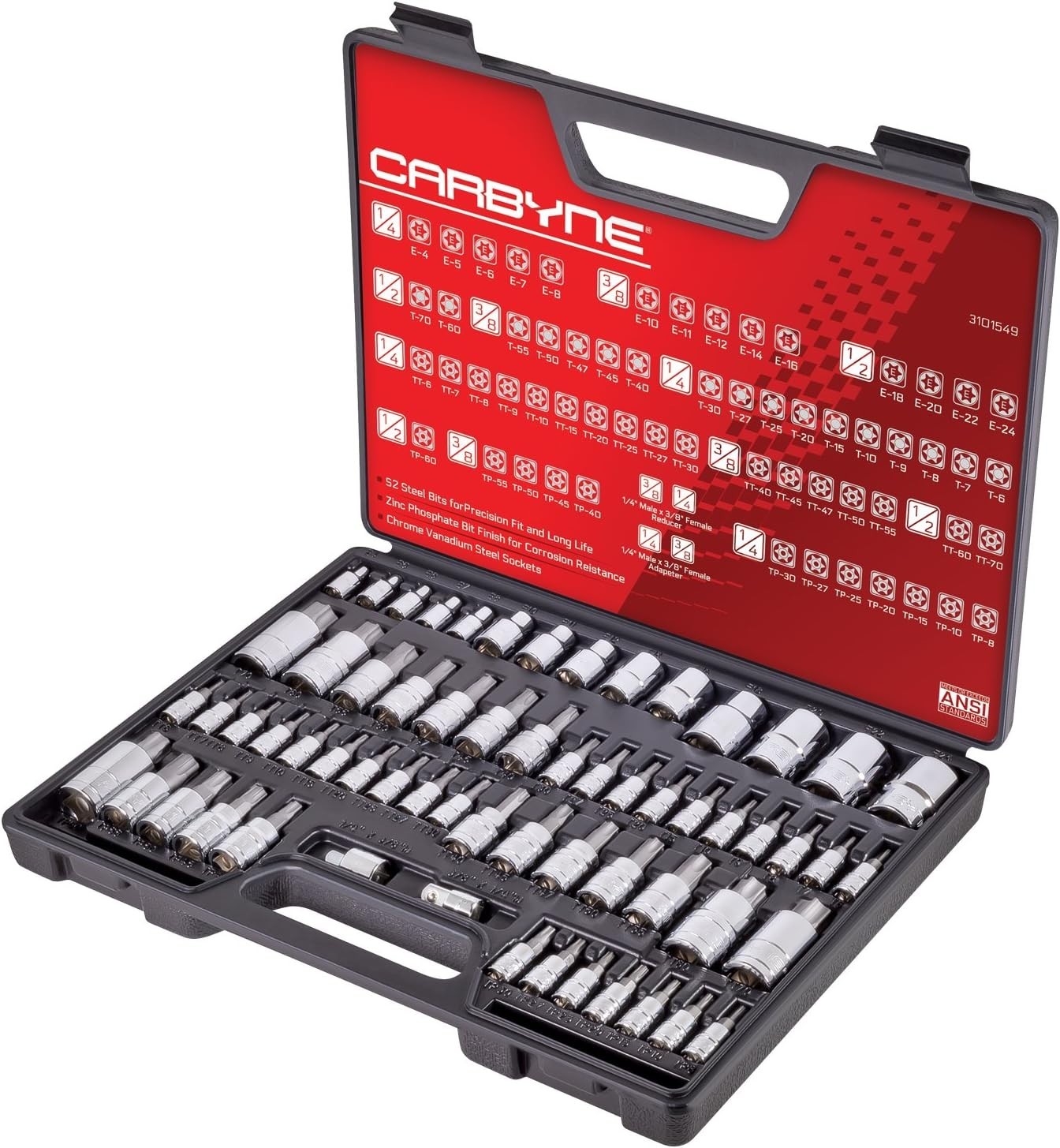 Genuine Licensed 62-Piece Torx Master Bit Socket Set with Corrosion Resistance