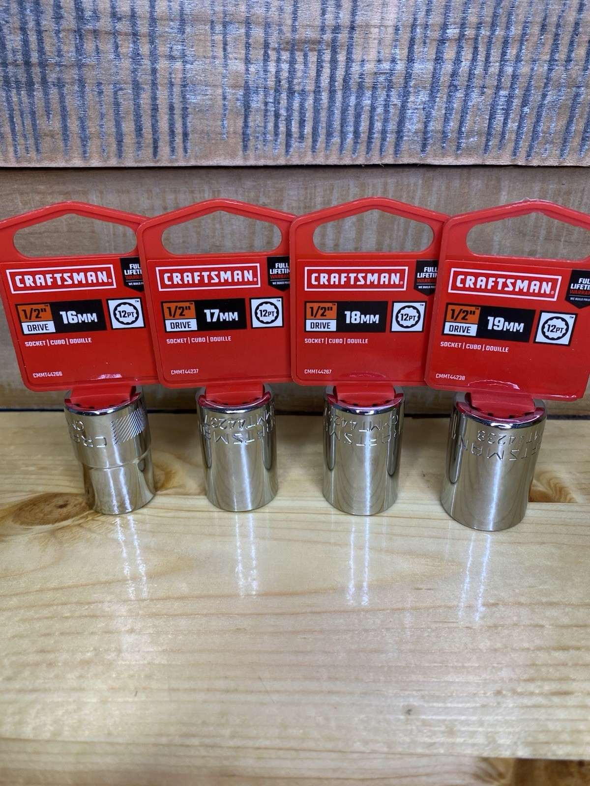 Lot of Craftsman 16mm, 17mm, 18mm, 19mm CMMT44266, 44237, 44267, 44238 1/2 Drive