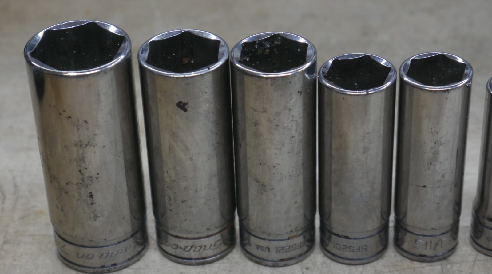 7 Snap-On Tools 7/8″ SAE /8″ Drive Standard Deep Socket SFS281 3/4 sfs241 READ