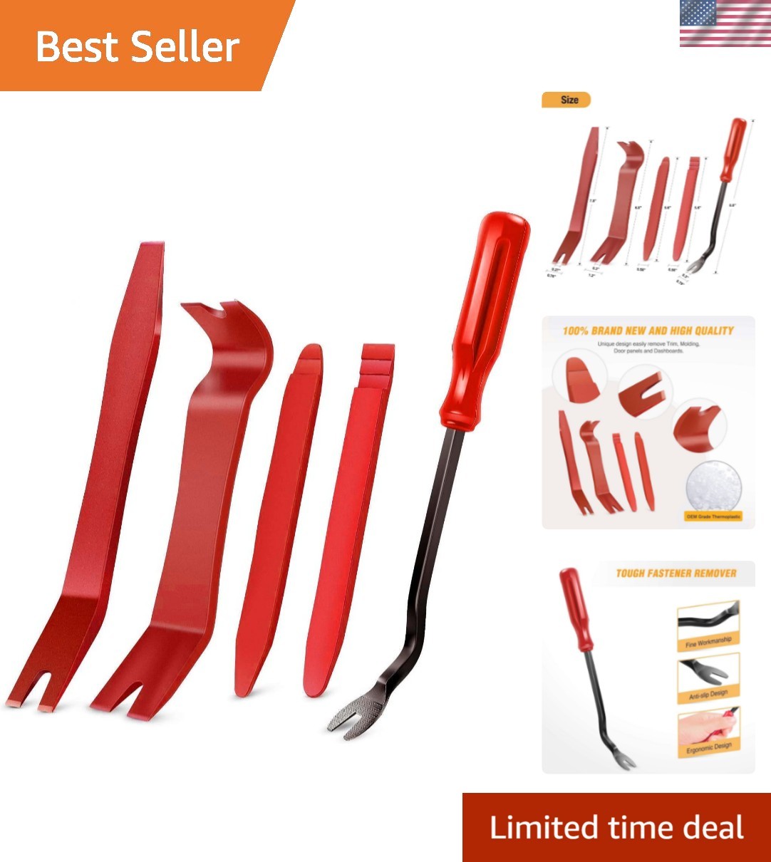 Ergonomic 5 PCS Nylon Auto Trim Removal Tools – Safe for Car Panels & Dashboards