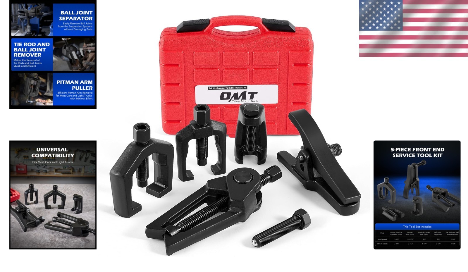 5-in-1 Ball Joint Separator & Pitman Arm Puller Tool Set for Vehicle Repairs