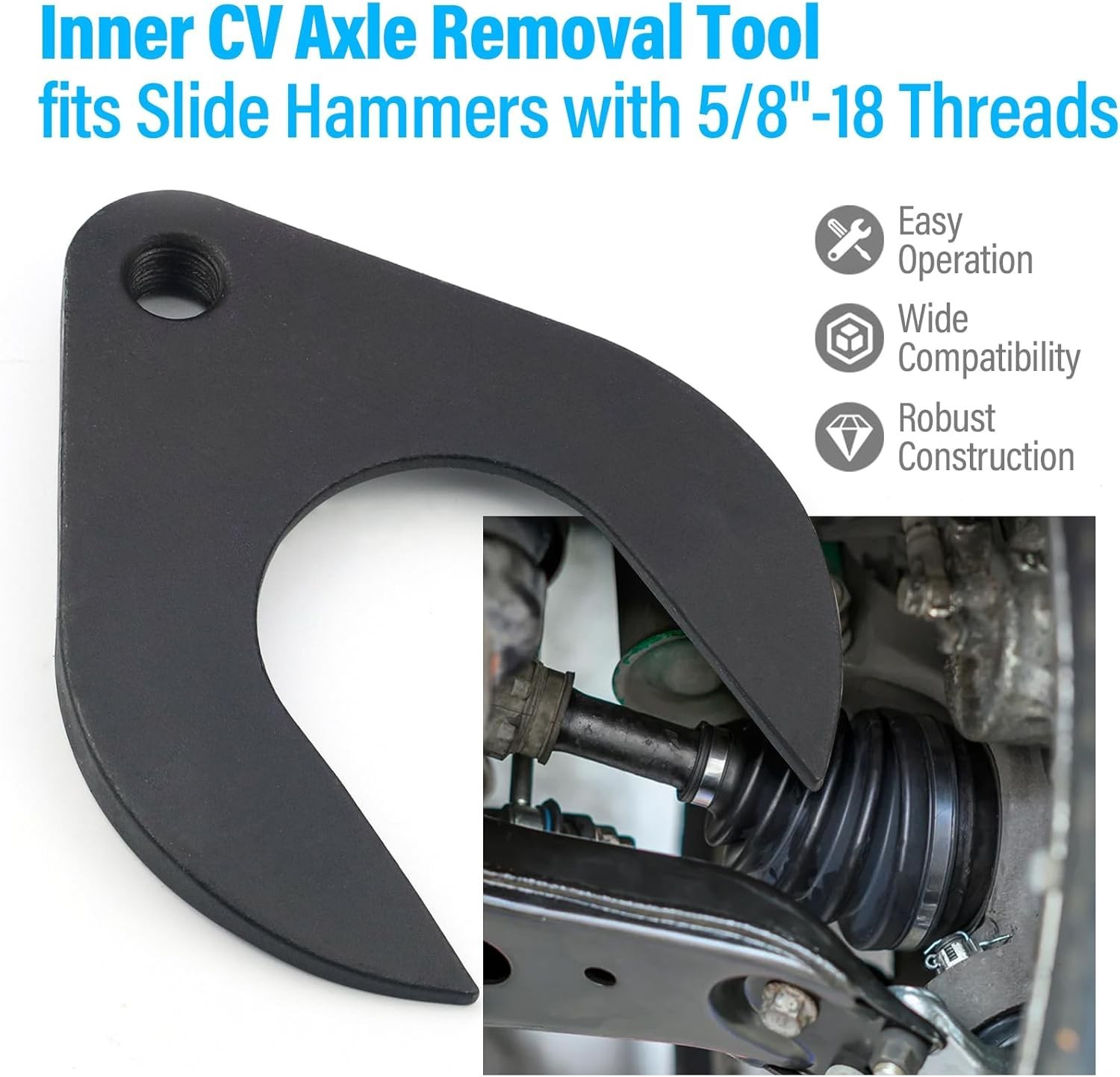 63mm Inner CV Axle Puller Removal Tool with Nut, Front Wheel Drive Axle 63cm