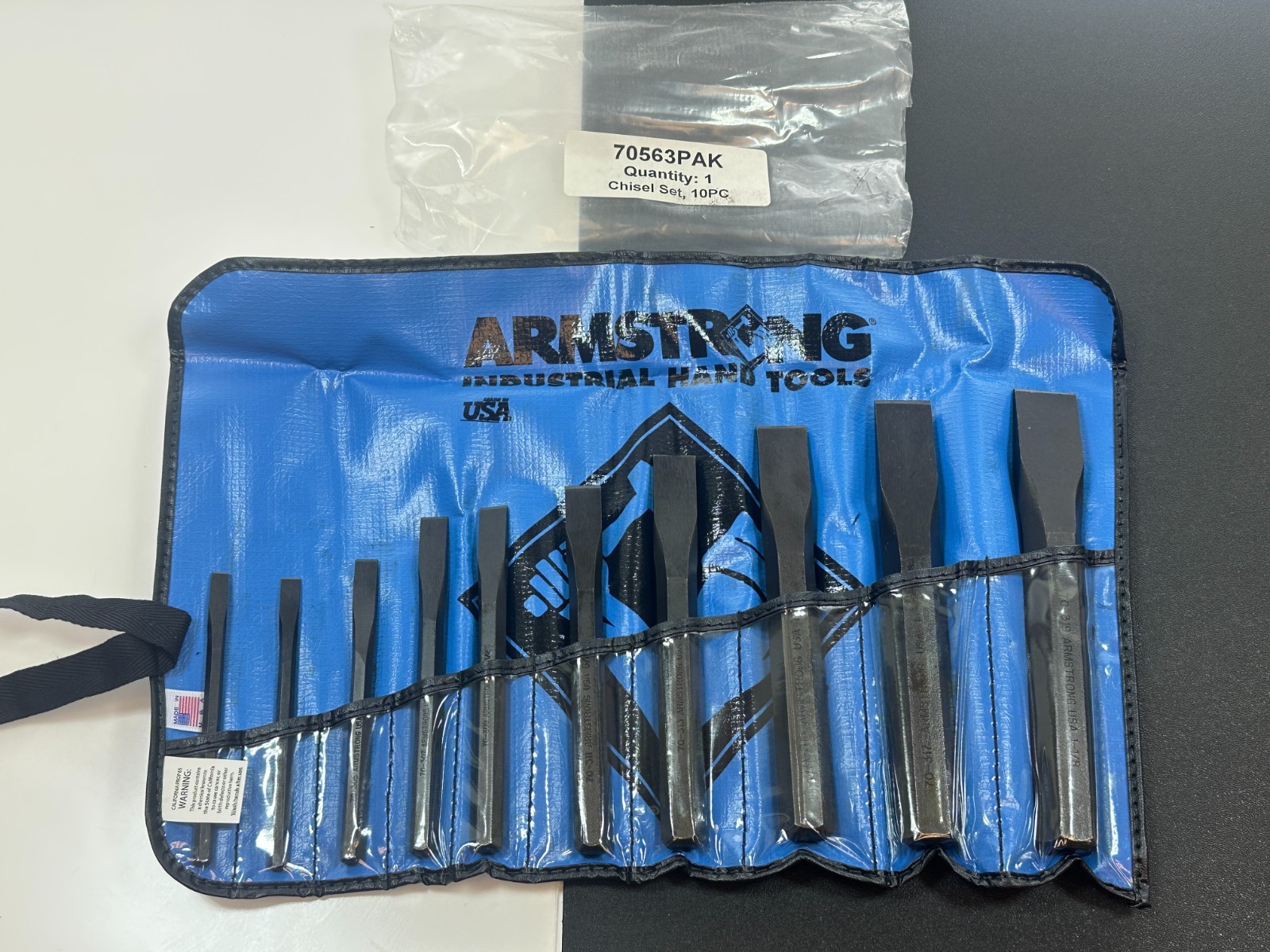 NEW Armstrong Tools USA 70-563 10pc Cold Chisel Set in Kit Bag (Discontinued)