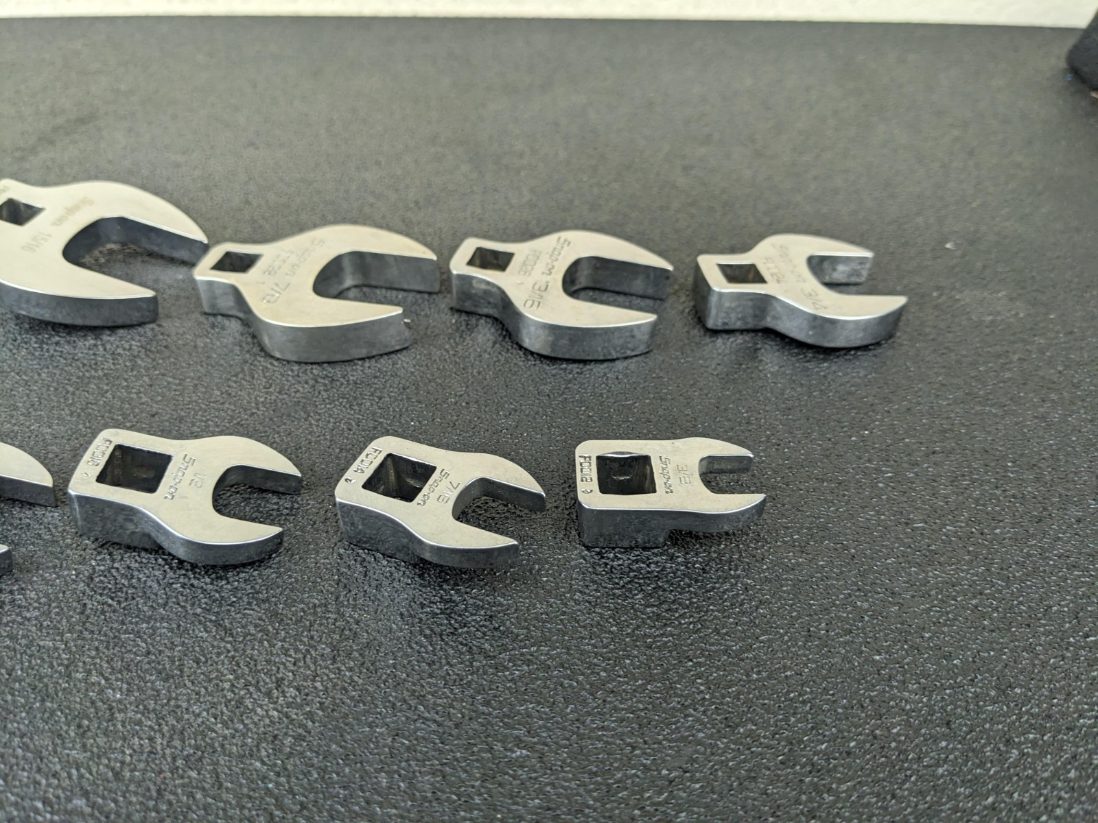 #bn719 Snap On Tools 3/8 Drive SAE 12 Pc Crows Foot Feet Wrench Set