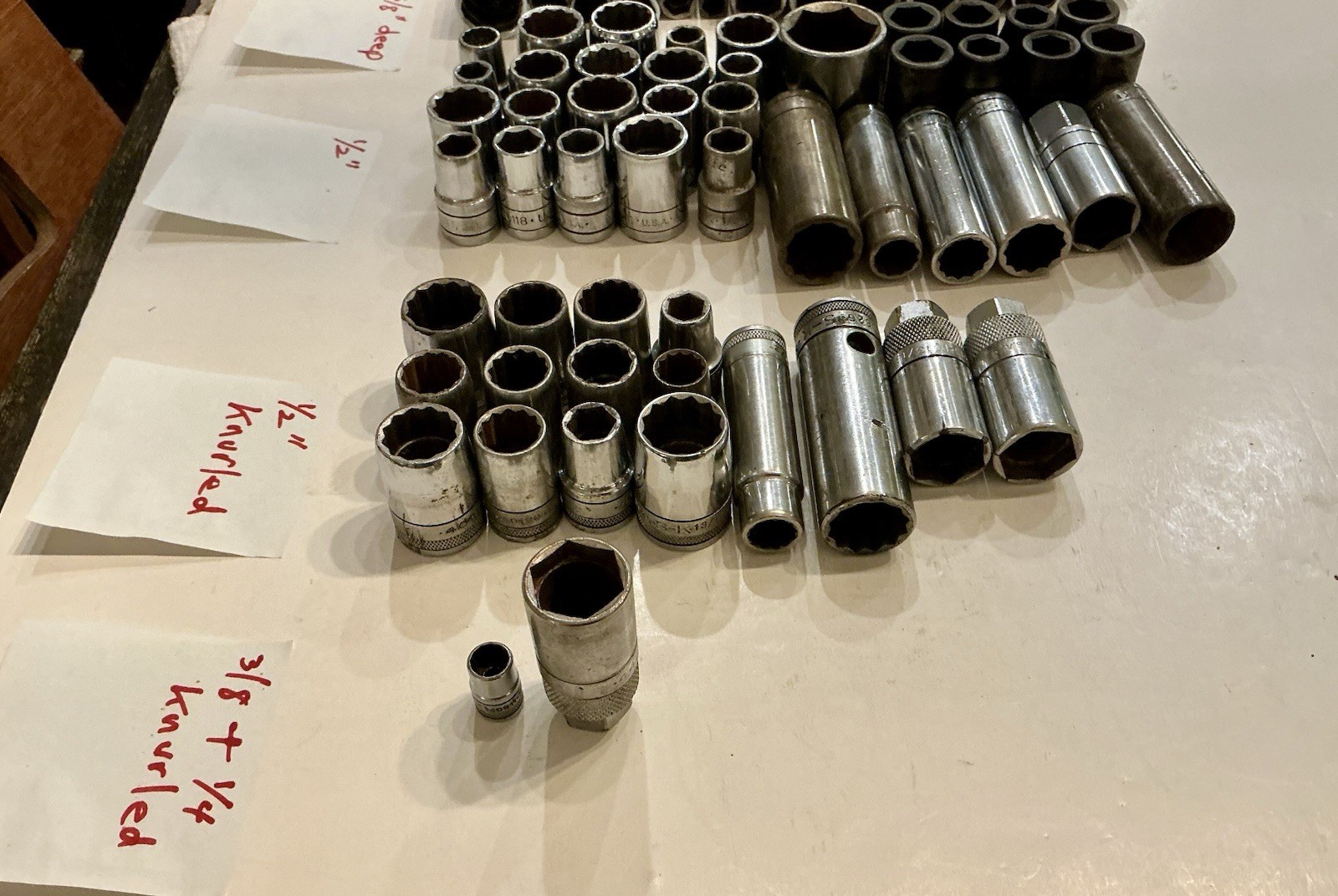 S-K Sockets, Lot Of 105 Sockets, `1/4, 3/8 & 1/2” Drive, Standard, Deep, Impact