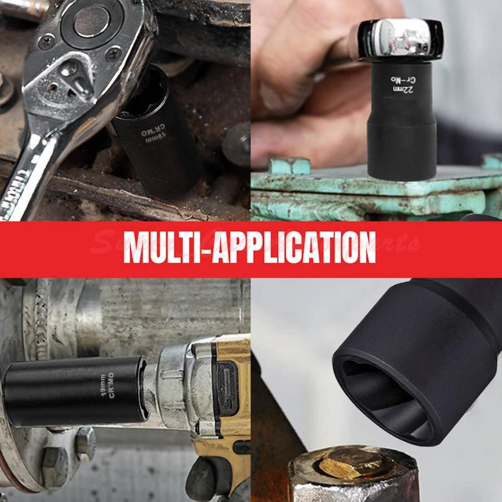 5pc Wheel Lock Removal Kit, Locking Lug Nut Removal Tool – 17MM,19MM, 21MM, 22MM