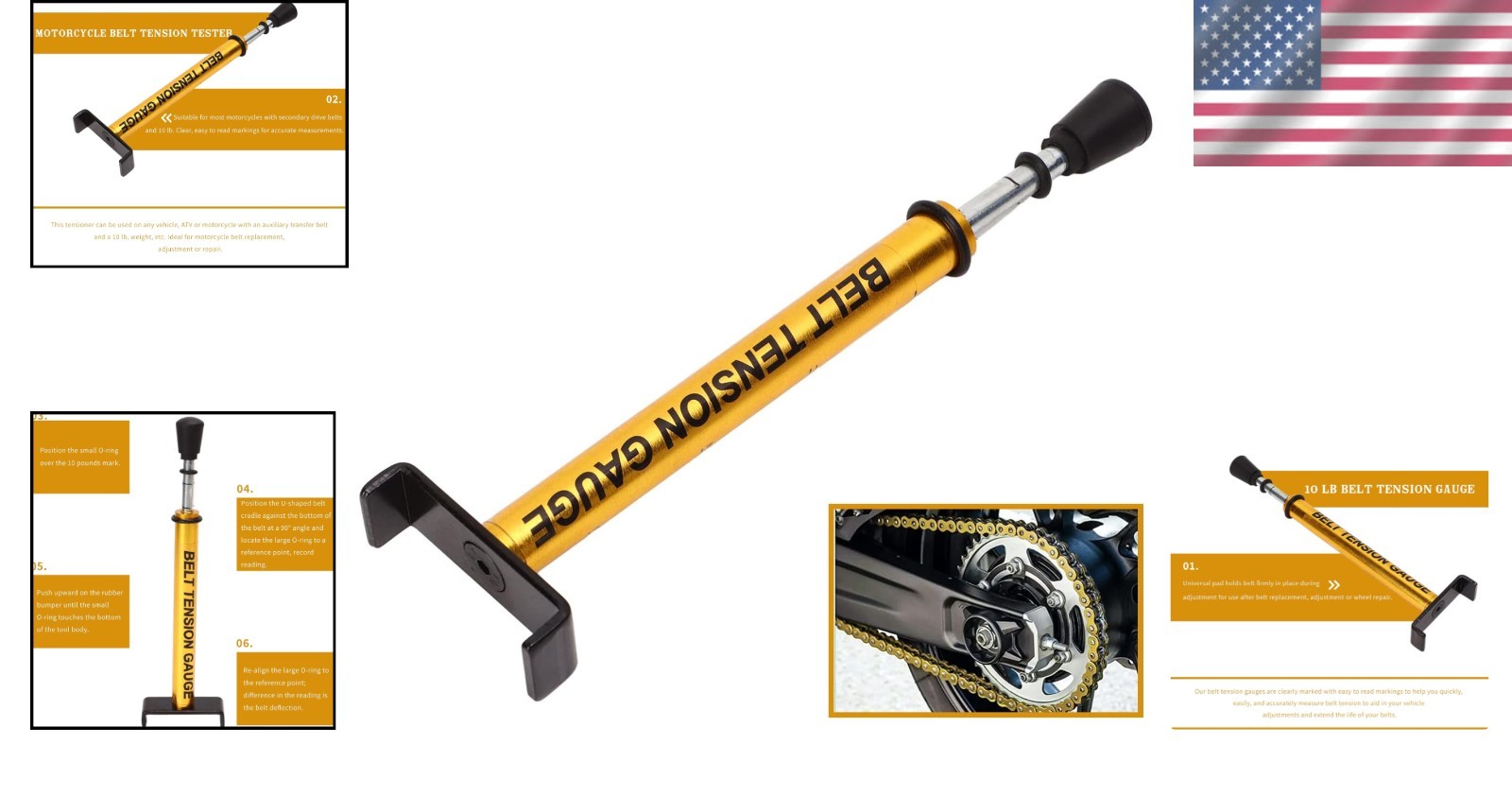 Precision Belt Tension Gauge – Adjustable 10 lb Tool for Vehicles & Motorcycles