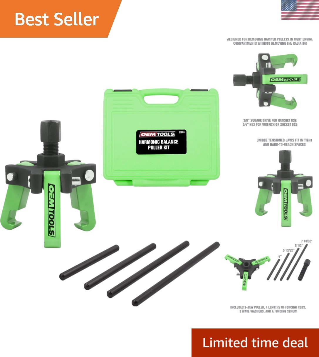 Efficient Harmonic Balancer Puller Kit – Compact Hand-Powered Tool for Mechanics