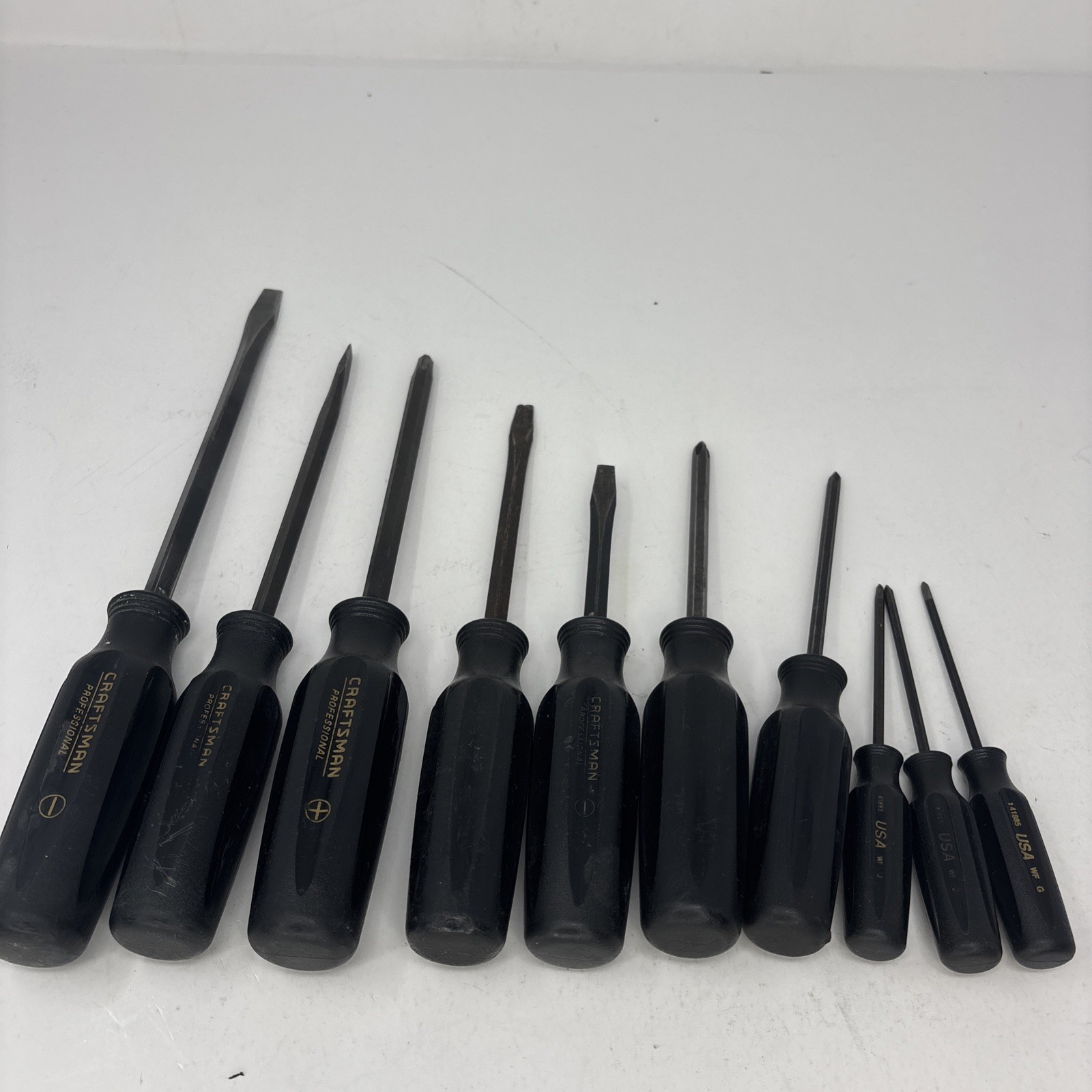 Craftsman Industrial/Professional 10pc Screwdriver lot Flat & Phillips READ
