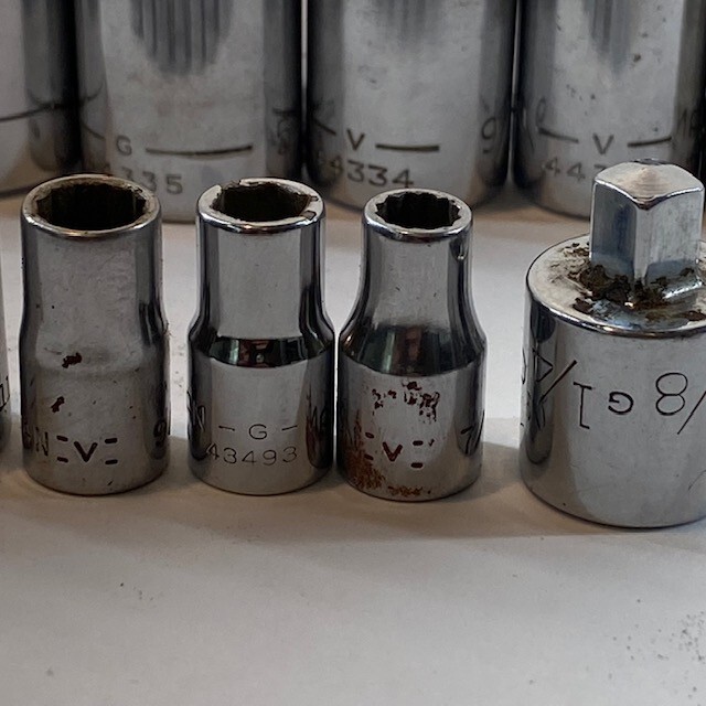 Vtg Craftsman 3/8″ & 1/4 Drive 12pt SAE 14pc Socket Set USA **1/4″ is 6pt READ